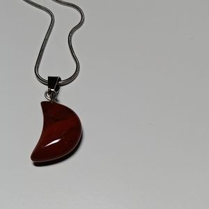 Crescent Red Goldstone Moon Necklace